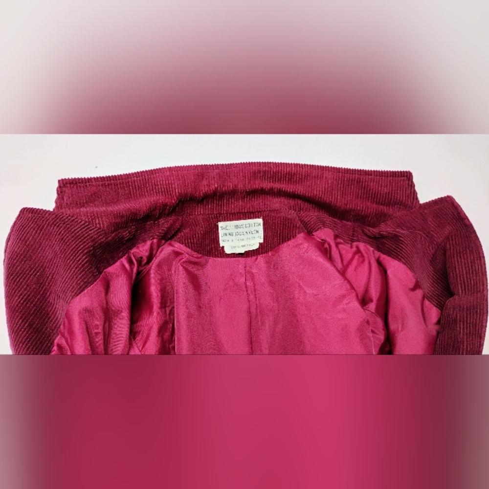 Vintage Burgundy Corduroy Jacket Blazer Women's Sz 9/10 Cotton Nylon Lined Y-3 - Picture 11 of 11